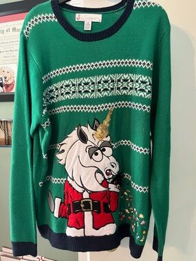 Green Holiday Unicorn Crewneck Sweater - JollySweaters